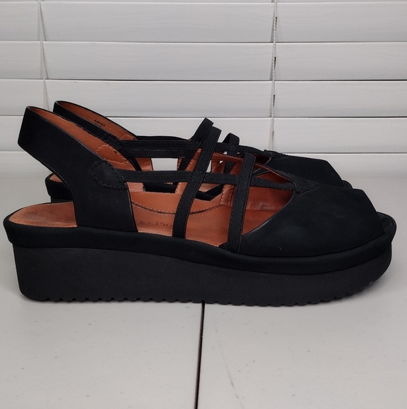 Lamour Des Pieds Women's Black Leather Open Toe Strappy Platform Sandals Sz 8.5M - Picture 3 of 16